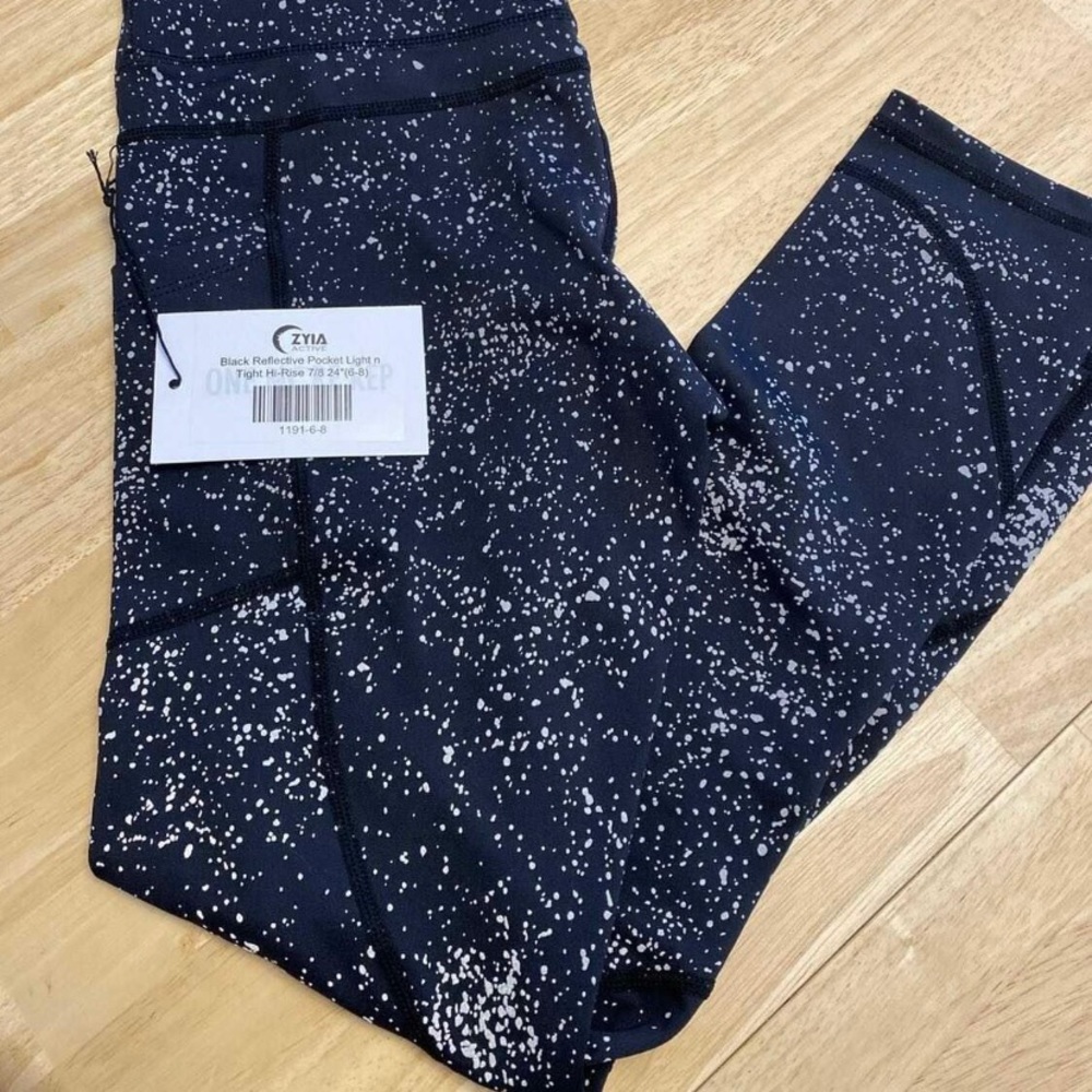 Zyia Black Reflective Leggings 7/8 Brand New